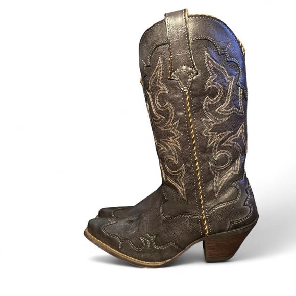 Durango Women’s 12” Western Cowboy Boots RD5514 Size 7M Grey Leather Snip Toe - Picture 2 of 6